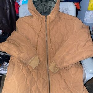 Swiss Tech Hooded Jacket 2XL Men's Long Sleeve Brown Pockets